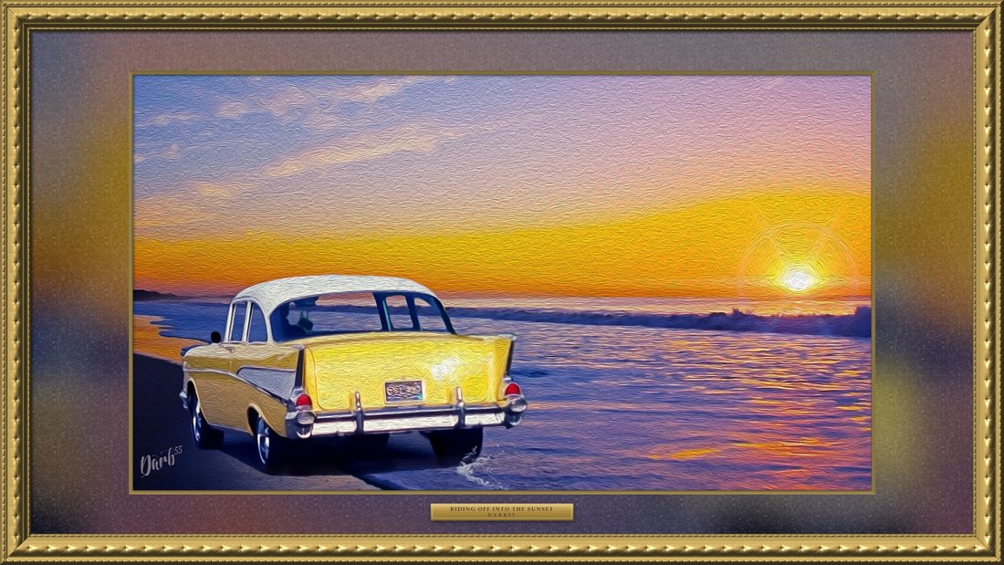 Riding Off Into The Sunset, framed